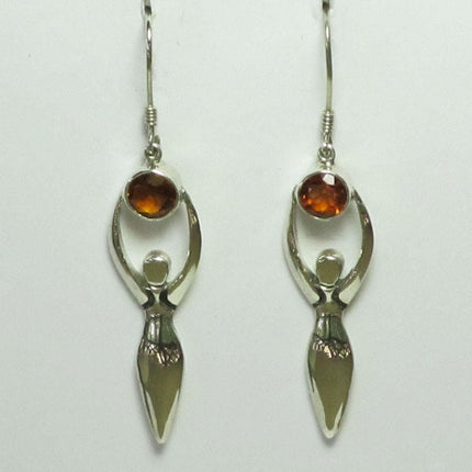 Spessartite Garnet Goddess Sterling Silver Earrings