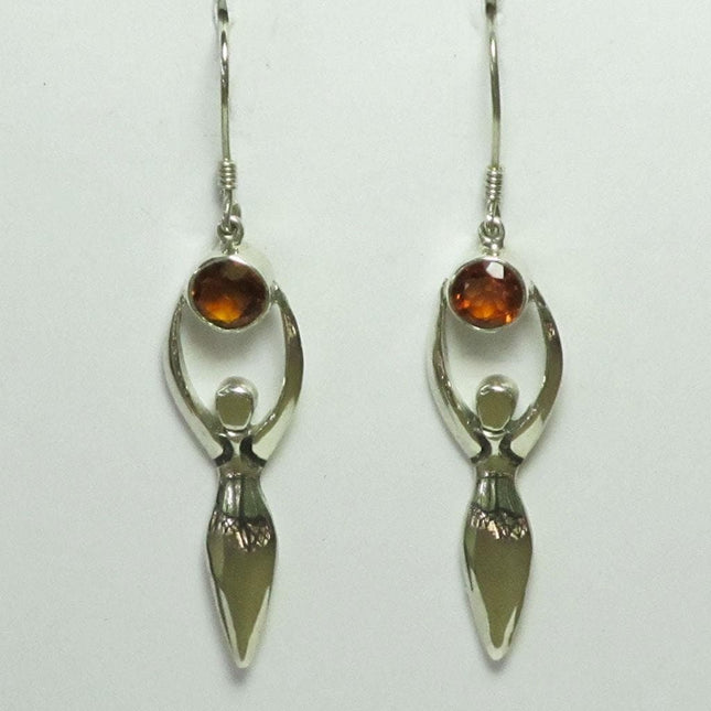 Spessartite Garnet Goddess Sterling Silver Earrings
