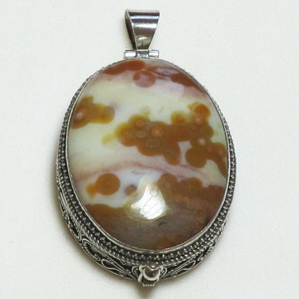 Ocean Jasper Gemstone Poison Box Sterling Silver Pendant