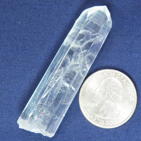 Singing Lemurian Quartz Crystal Point with Rainbow from Colombia