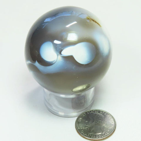 Polished Snow Blue Agate Sphere Ball from Madagascar