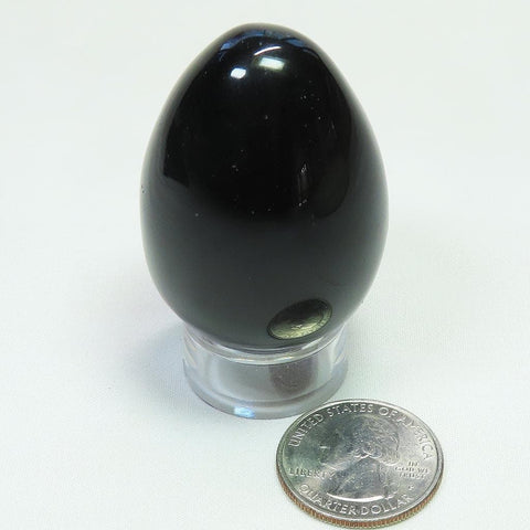 Polished Black Obsidian Egg from Mexico