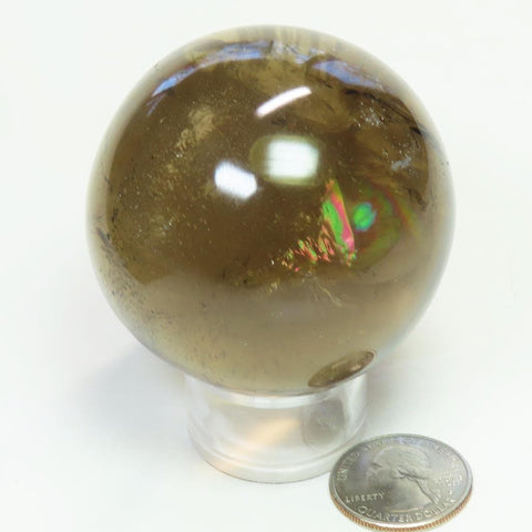 Polished Smoky Quartz Crystal Ball Sphere with Rainbow from Brazil