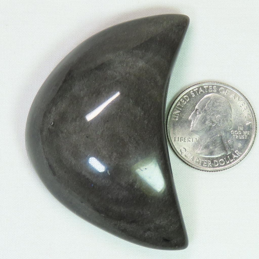 Polished Silver Sheen Obsidian Moon from Mexico