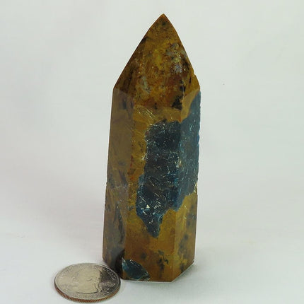 Polished Blue Apatite in Matrix Point from Brazil