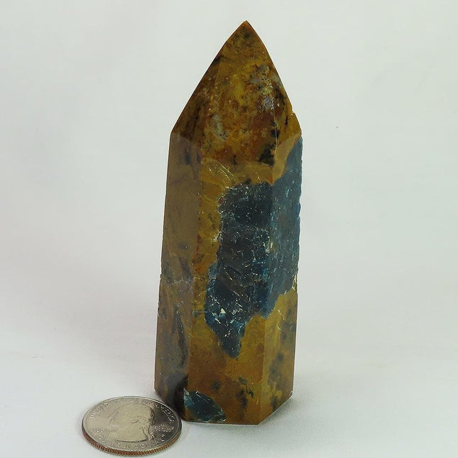Polished Blue Apatite in Matrix Point from Brazil