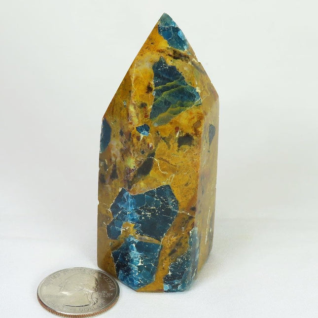 Polished Blue Apatite in Matrix Point from Brazil