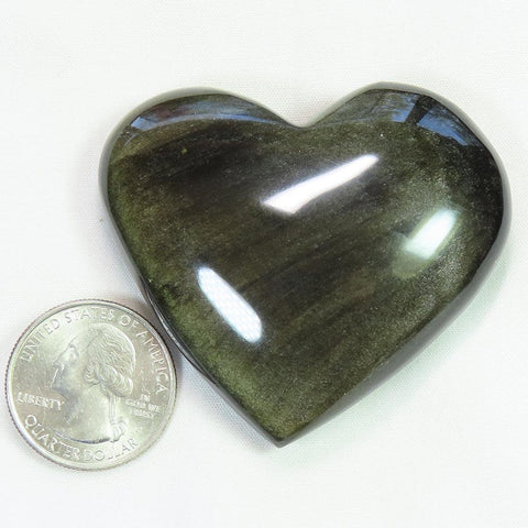 Polished Gold Sheen Obsidian Heart from Mexico