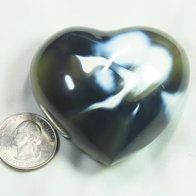 Polished Snow Blue Agate Heart from Madagascar