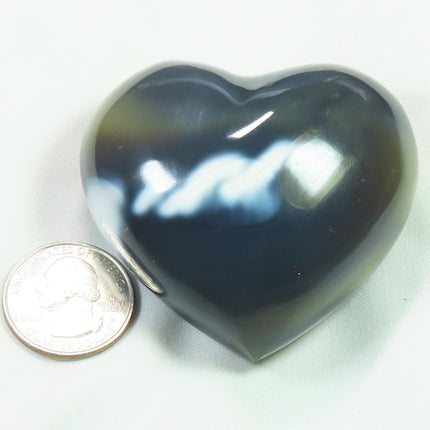 Polished Snow Blue Agate Heart from Madagascar