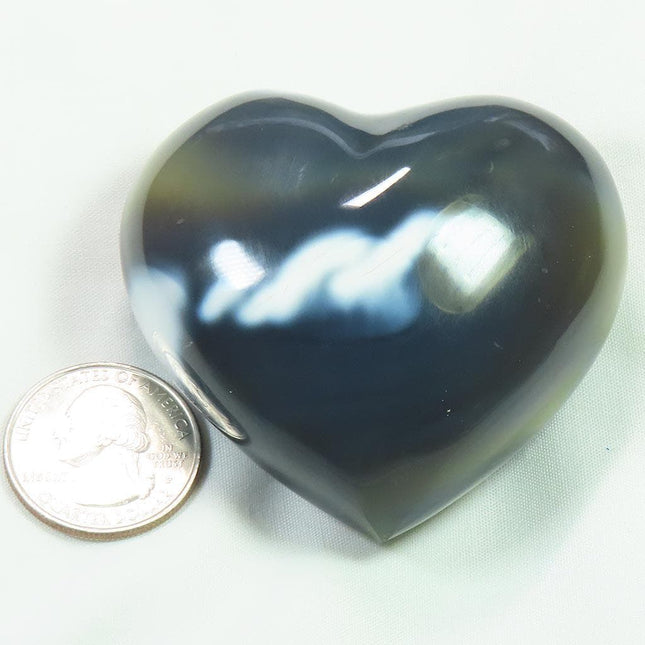 Polished Snow Blue Agate Heart from Madagascar