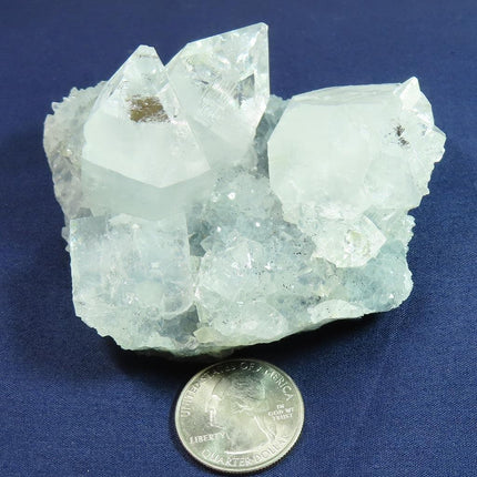 Apophyllite Cluster on Druzy Smoky Quartz Base from Poona, India