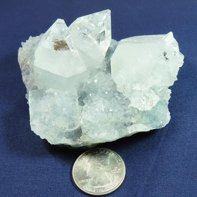 Apophyllite Cluster on Druzy Smoky Quartz Base from Poona, India