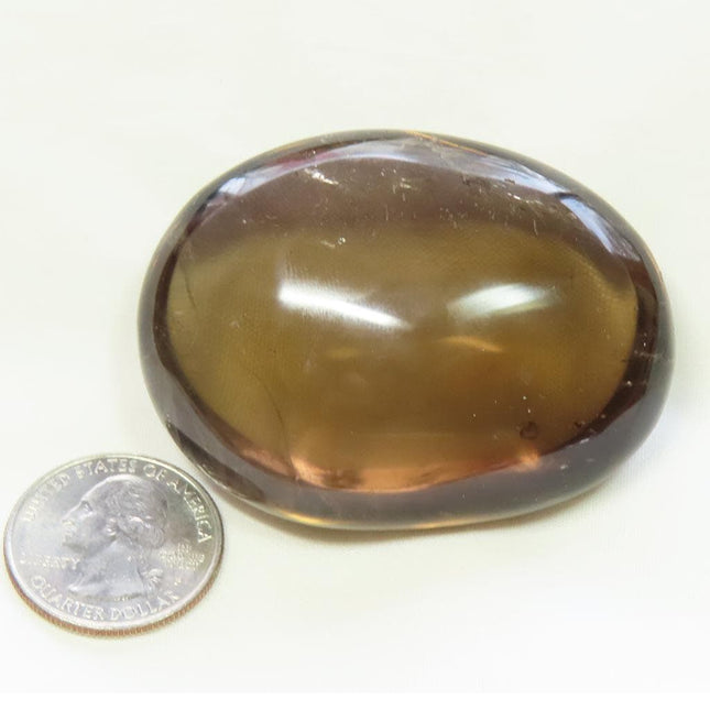 Polished Smoky Quartz Crystal Palm Stone from Brazil