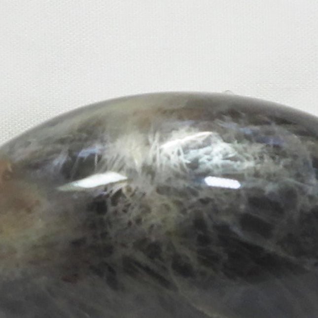 Polished Black Moonstone Palm Stone from Madagascar