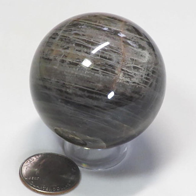 Polished Black Moonstone Sphere Ball from Madagascar