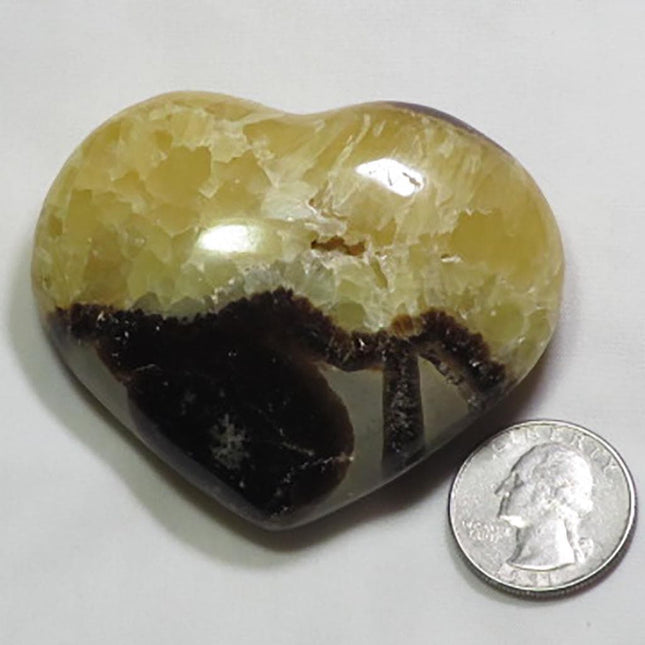 Polished Septarian Nodule Heart from Madagascar