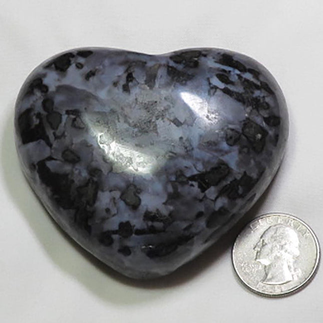 Polished Indigo Gabbro Heart from Madagascar