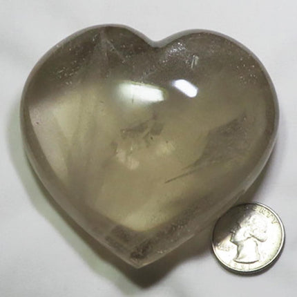 Polished Smoky Quartz Heart with Rainbows from Brazil