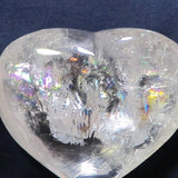 Polished Clear Quartz Crystal Heart with Rainbow from Brazil