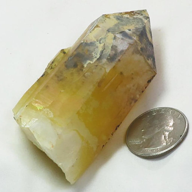 Arkansas Uncleaned Quartz Crystal Point with Rainbow Iridescence