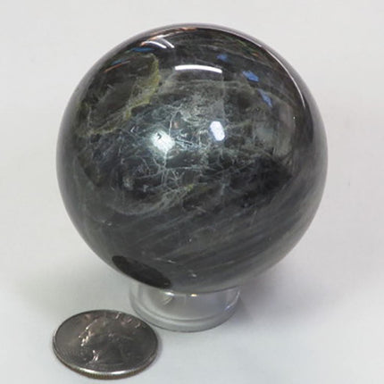 Polished Black Moonstone Sphere Ball from Madagascar