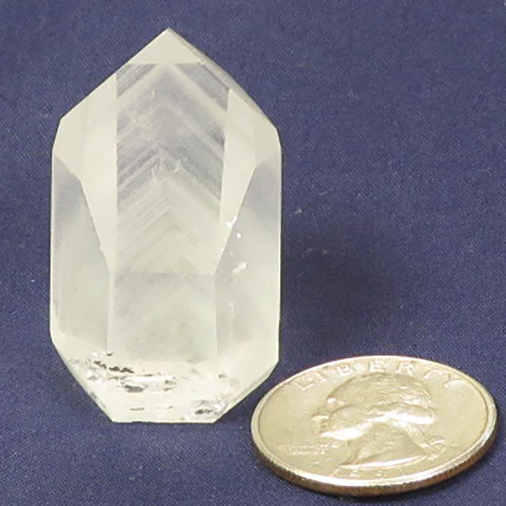 Polished Quartz Crystal Point with Phantoms from Brazil