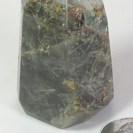 Polished Lodolite Quartz Crystal Point from Brazil