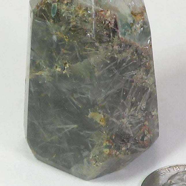 Polished Lodolite Quartz Crystal Point from Brazil