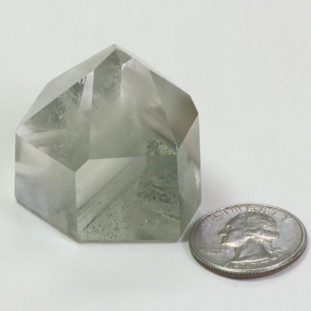 Polished Smoky Quartz Crystal Point with Chlorite Phantoms from Brazil