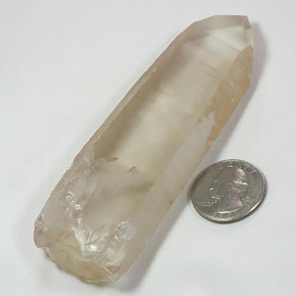 Pink Lemurian Quartz Crystal Tabby Point from Brazil