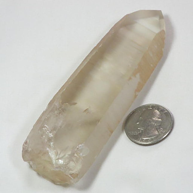 Pink Lemurian Quartz Crystal Tabby Point from Brazil