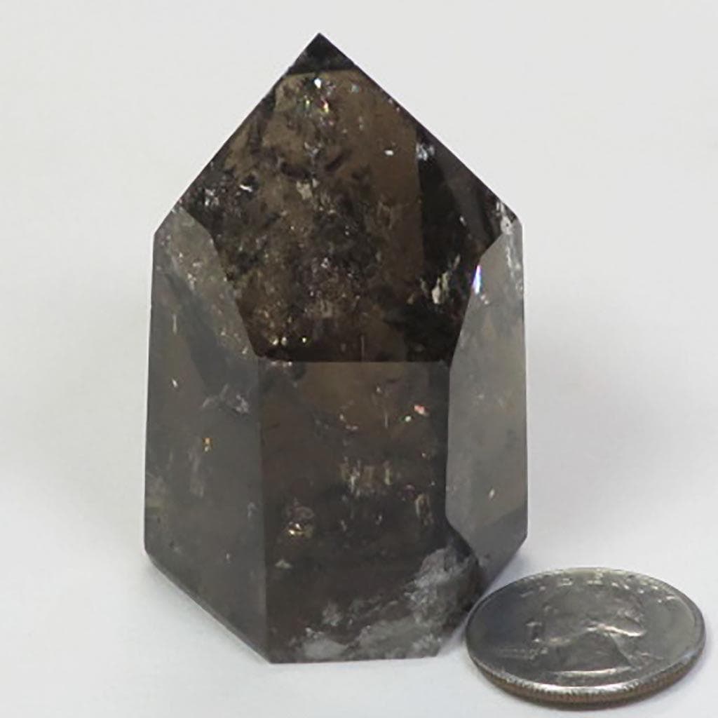 Polished Smoky Quartz Crystal Point w/ Time-Link Activation & Rainbows
