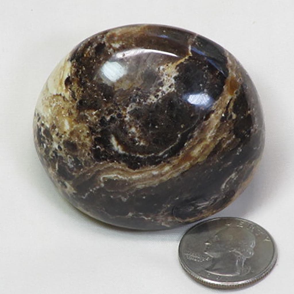 Polished Black Opal Palm Stone from Madagascar
