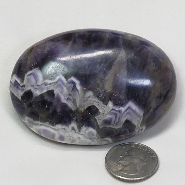 Polished Chevron Amethyst Palm Stone from India