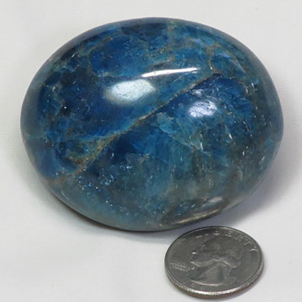 Polished Blue Apatite Palm Stone from Madagascar