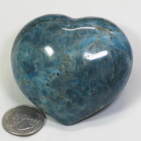 Polished Blue Apatite Heart from Madagascar