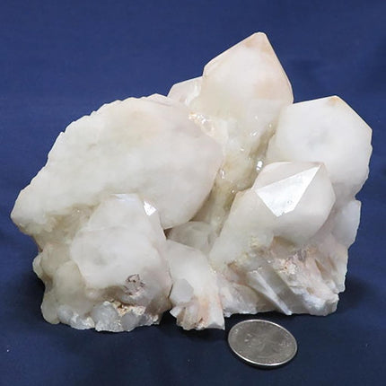 Candle Quartz Crystal Cluster with Pink Hematite from Madagascar