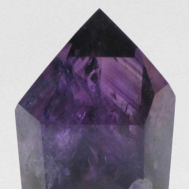 Polished Smoky Amethyst Point with Phantoms from Bahia, Brazil