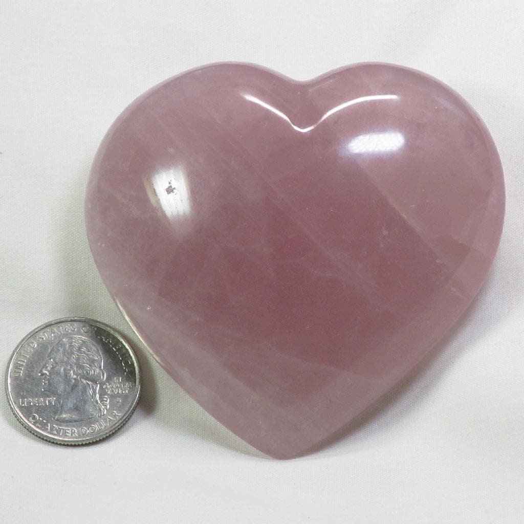 Polished Rose Quartz Crystal Heart from Madagascar