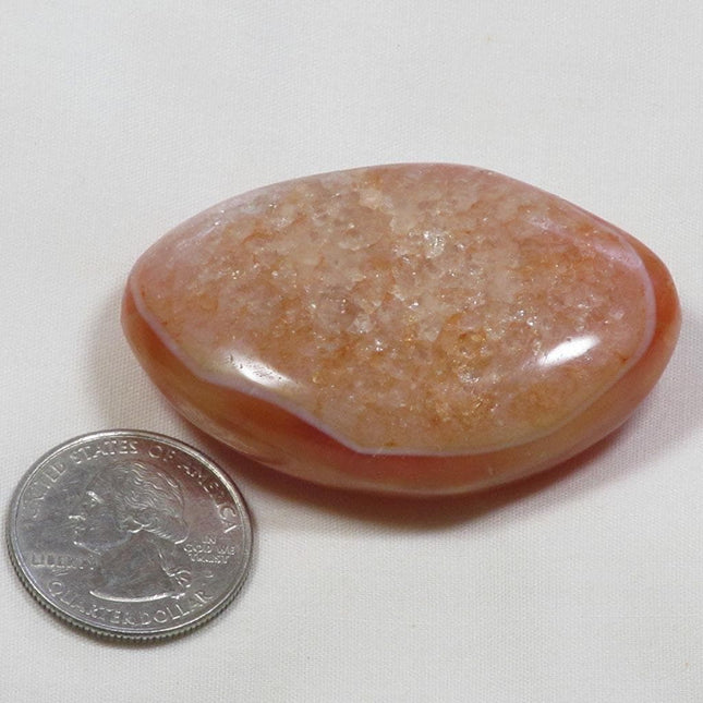 Polished Carnelian Agate Palm Stone from Madagascar