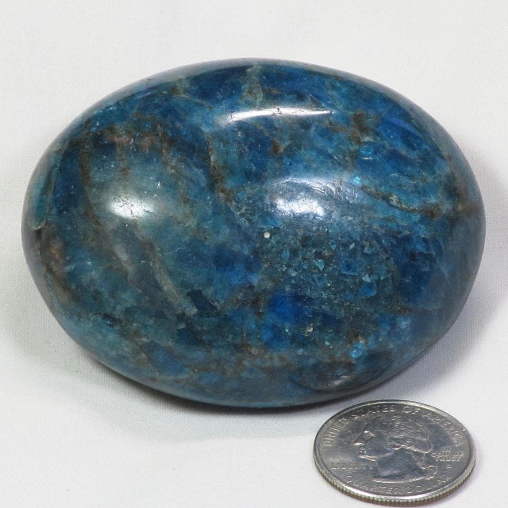 Polished Blue Apatite Palm Stone from Madagascar
