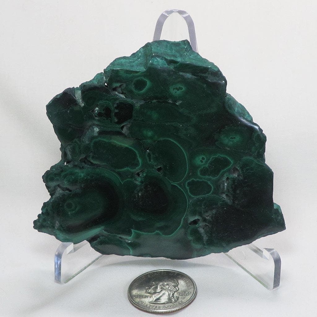 Polished Malachite Slice with stand from Democratic Republic of Congo