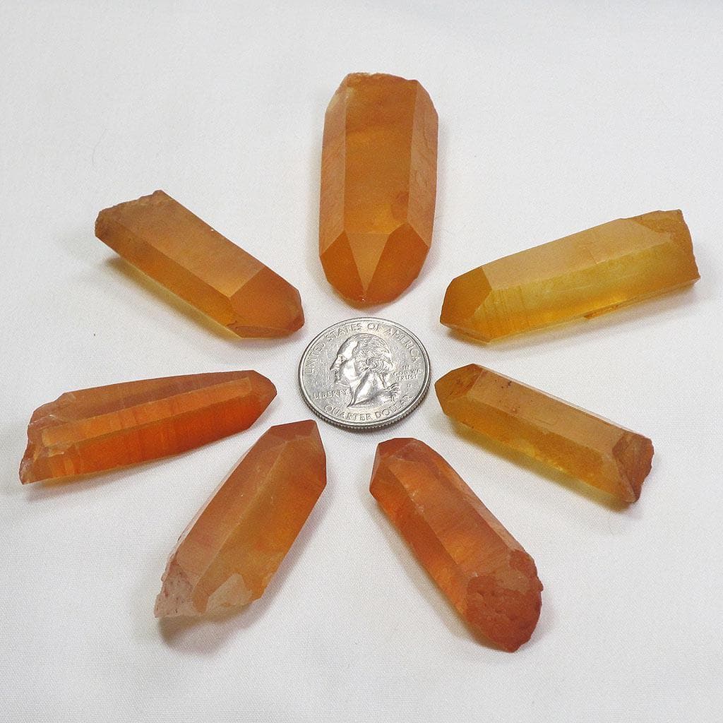 7 Tangerine Quartz Crystal Points from Brazil