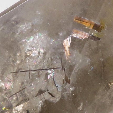 Polished Smoky Quartz DT Point with Rutile & Time-Links & Rainbows