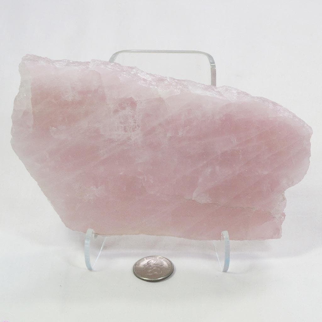 Polished Slice of Rose Quartz with stand from Madagascar