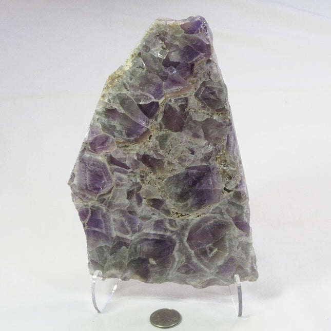 Polished Slice of Chevron Amethyst with stand from Madagascar
