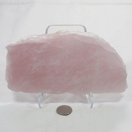 Polished Slice of Rose Quartz with stand from Madagascar