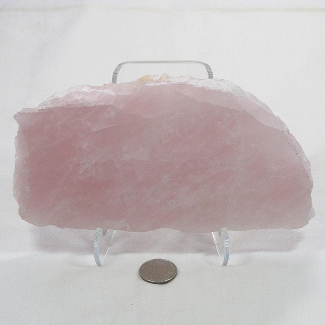 Polished Slice of Rose Quartz with stand from Madagascar