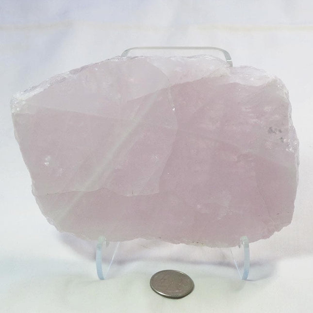 Polished Slice of Rose Quartz with stand from Madagascar
